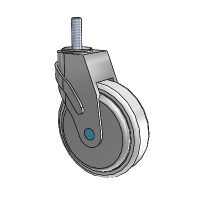 Next Generation Stainless Threaded Stem Grey Nyon with Blue Axle Cap Swivel Caster with 5 x 1.25 Antimicrobial Rubber Wheel