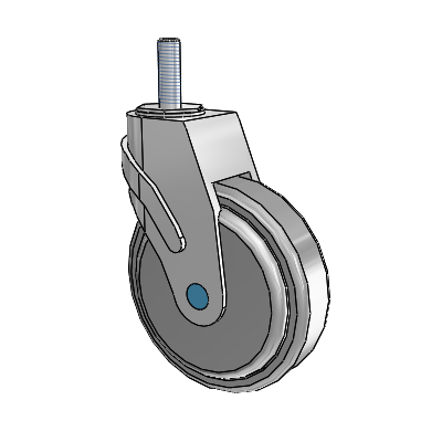 Next Generation Stainless Threaded Stem Grey Nyon with Blue Axle Cap Swivel Caster with 5 x 1.25 QuikStart Wheel