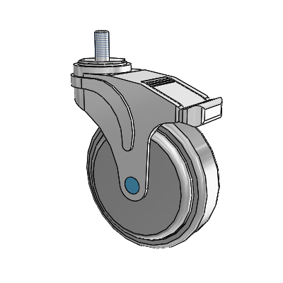 Next Generation Stainless Threaded Stem Grey Nyon with Blue Axle Cap Swivel Caster with 5 x 1.25 QuikStart Wheel and Total Lock