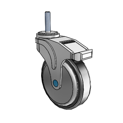 Next Generation Threaded Stem Swivel Caster with 5 x 1.25 Santoprene Wheel and Directional Lock Brake
