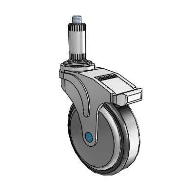 Next Generation Expanding Adapter Swivel Caster with 5 x 1.25 Santoprene Wheel Directional Lock