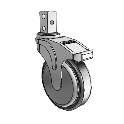 Next Generation Square Stem Rigid Caster with 5 x 1.25 Santoprene Wheel and