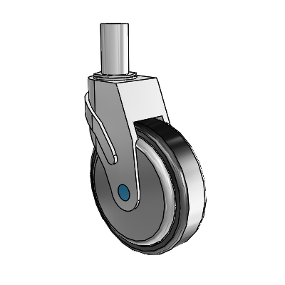 Next Generation Round Stem Swivel Caster with 5 x 1.25 Santoprene Wheel