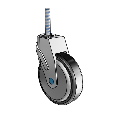 Next Generation Threaded Stem Swivel Caster with 5 x 1.25 Santoprene Wheel