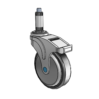 Next Generation Expanding Adapter Swivel Caster with 5 x 1.25 Santoprene Wheel Total Lock
