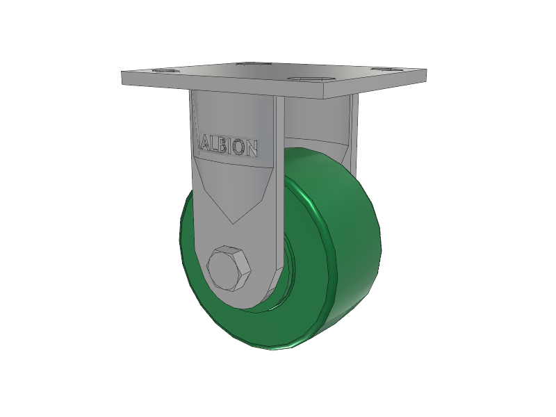 16 Series Top Plate Rigid Caster with 4 x 2 Green Polyurethane XI - X-treme Solid Polyurethane Wheel