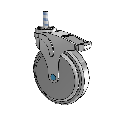 Next Generation Stainless Threaded Stem Grey Nyon with Blue Axle Cap Swivel Caster with 6 x 1.25 QuikStart Wheel and Directional Lock Brake