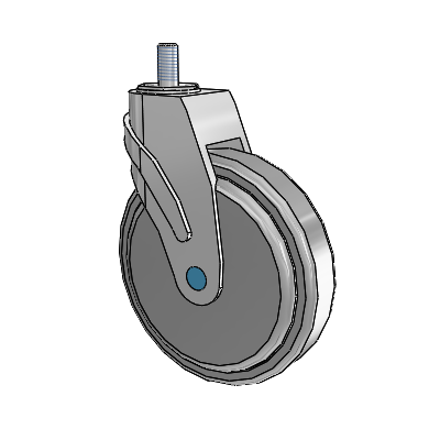 Next Generation Stainless Threaded Stem Grey Nyon with Blue Axle Cap Swivel Caster with 6 x 1.25 QuikStart Wheel