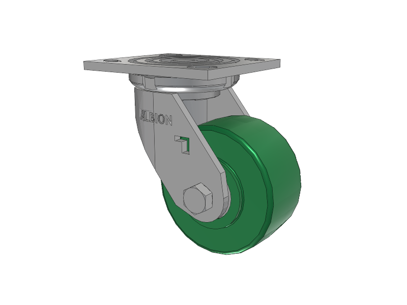 16 Series Top Plate Swivel Caster with 4 x 2 Green Polyurethane XI - X-treme Solid Polyurethane Wheel