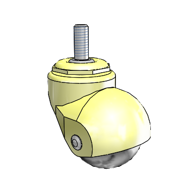 Baron Threaded Stem Metalized Brass Swivel Caster with 1.625 x 1.625 Soft Rubber Wheel