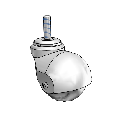 Baron Threaded Stem Bright Chrome Swivel Caster with 2 x 2 Polyolefin Wheel