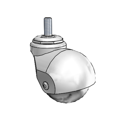Baron Threaded Stem Bright Chrome Swivel Caster with 2 x 2 Polyolefin Wheel