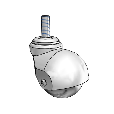 Baron Threaded Stem Bright Chrome Swivel Caster with 2 x 2 Polyolefin Wheel