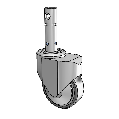 Primacy Cover Medical Bed Stem White Thermoplastic Rubber Swivel Caster with 4 x 1.25 Thermoplastic Urethane Wheel and Central Locking - Total Lock Brake