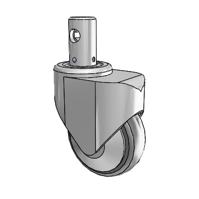 Primacy Cover Medical Bed Stem White Thermoplastic Rubber Swivel Caster with 4 x 1.25 Thermoplastic Rubber Wheel and Central Locking - Total/Direction Lock Brake
