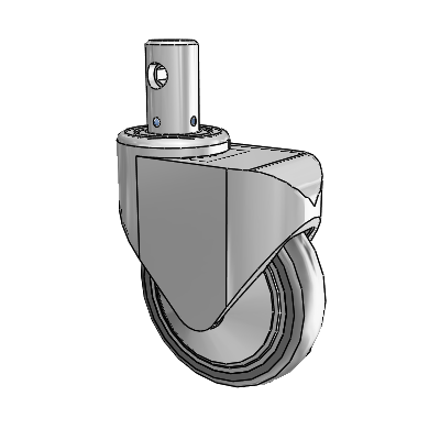 Primacy Cover Medical Bed Stem White Thermoplastic Rubber Swivel Caster with 5 x 1.25 Thermoplastic Rubber Wheel and Central Locking - Total Lock Brake