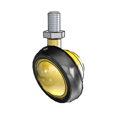 Threaded Stem Bright Brass Swivel Ball Caster with 1.5625 Wheel