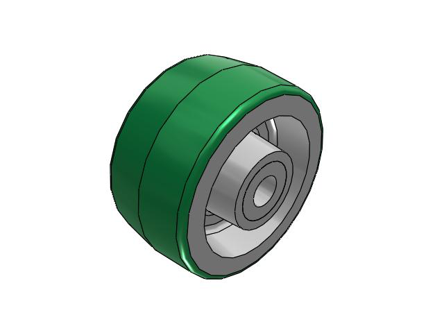 PD Polyurethane on Aluminum 4 x 2 Wheel with Straight Roller Bearing