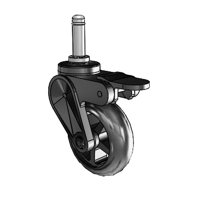 Eclipse Grip Ring Swivel Caster with 3 x 1 Black Polyurethane Wheel and Tread Lock Brake
