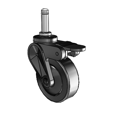 Eclipse Grip Ring Swivel Caster with 3 x 1 Black Thermoplastic Urethane Wheel and Tread Lock Brake