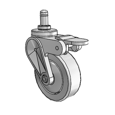 Eclipse Grip Ring Swivel Caster with 3 x 1 Grey Polyurethane Wheel and Tread Lock Brake