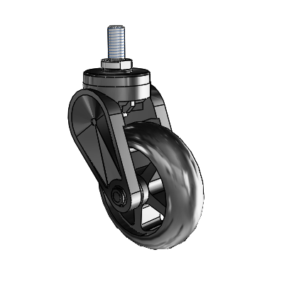 Eclipse Threaded Stem Swivel Caster with 3 x 1 Black Polyurethane Wheel