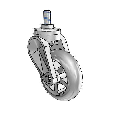 Eclipse Threaded Stem Swivel Caster with 3 x 1 Grey Polyurethane Wheel