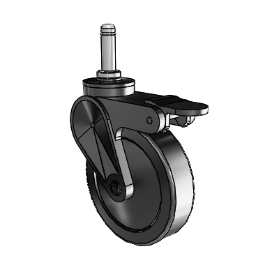 Eclipse Grip Ring Swivel Caster with 4 x 1 Black Thermoplastic Urethane Wheel and Tread Lock Brake