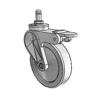 Eclipse Grip Ring Swivel Caster with 4 x 1 Grey Polyurethane Wheel and Tread Lock Brake