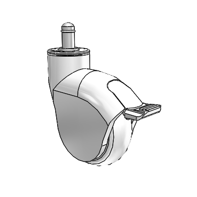 Genesis Grip Ring White Swivel Caster with 3 x 1 Monotech Wheel and Tread Lock Brake
