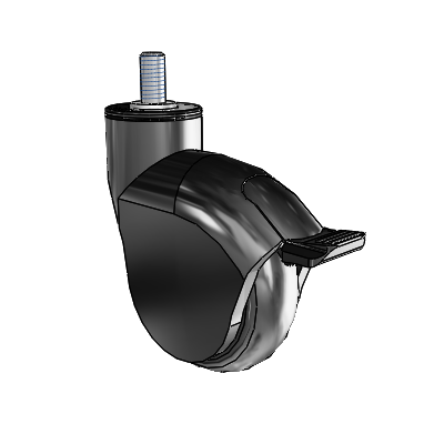 Genesis Threaded Stem Black Swivel Caster with 3 x 1 Monotech Wheel and Tread Lock Brake