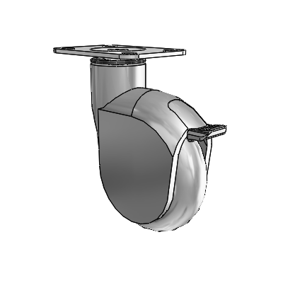 Genesis Top Plate Grey Swivel Caster with 4 x 1.25 Monotech Wheel and Tread Lock Brake