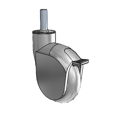 Genesis Threaded Stem Grey Swivel Caster with 4 x 1.25 Monotech Wheel and Tread Lock Brake
