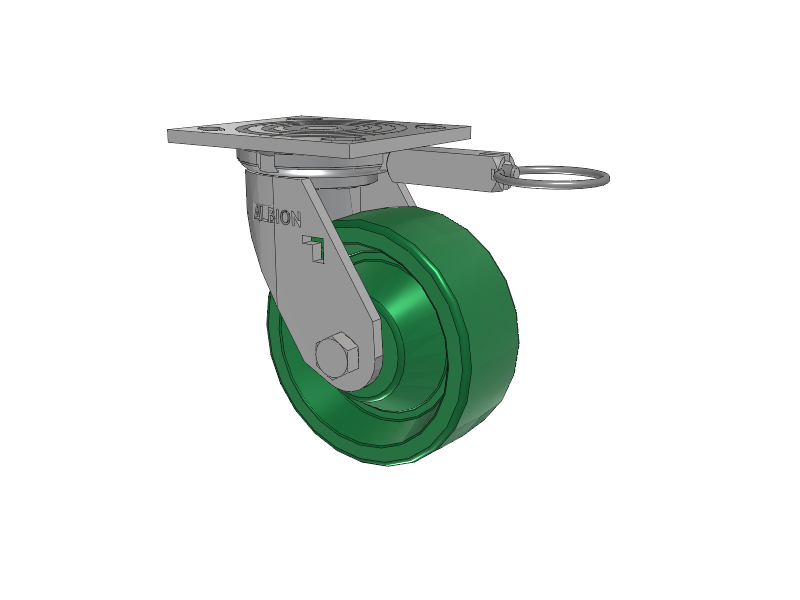 16 Series Top Plate Swivel Caster with 5 x 2 Green Polyurethane XI - X-treme Solid Polyurethane Wheel