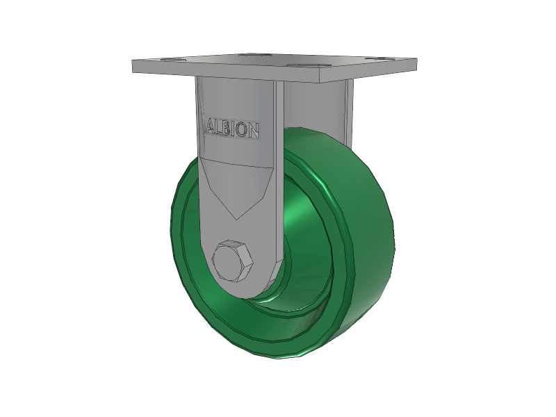 16 Series Top Plate Rigid Caster with 5 x 2 Green Polyurethane XI - X-treme Solid Polyurethane Wheel