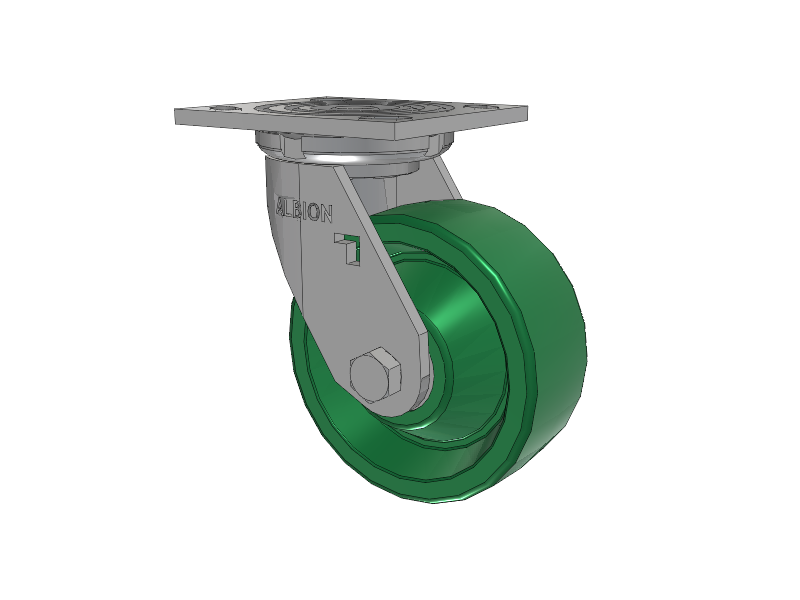16 Series Top Plate Swivel Caster with 5 x 2 Green Polyurethane XI - X-treme Solid Polyurethane Wheel