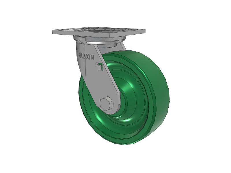 16 Series Top Plate Swivel Caster with 6 x 2 Green Polyurethane XI - X-treme Solid Polyurethane Wheel