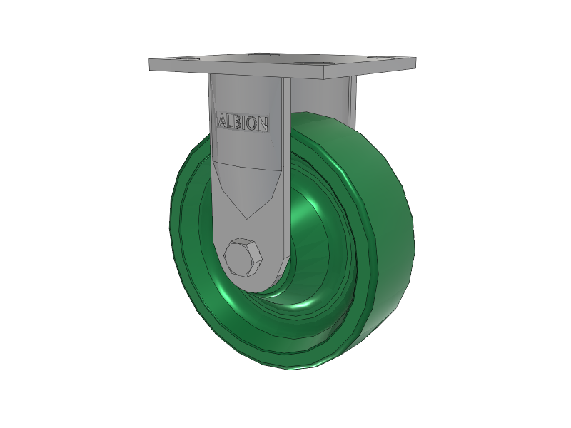 16 Series Top Plate Rigid Caster with 6 x 2 Green Polyurethane XI - X-treme Solid Polyurethane Wheel