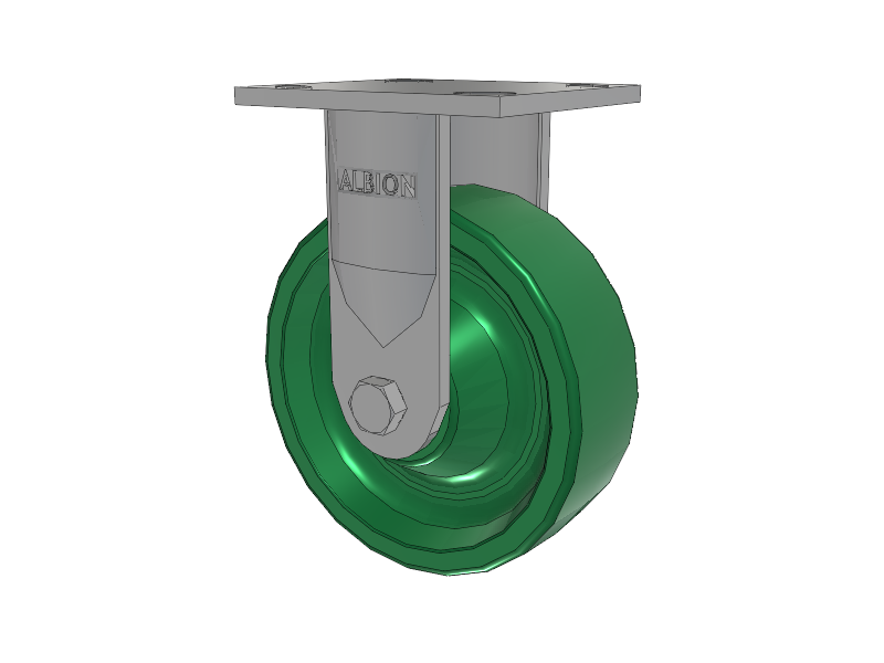 16 Series Top Plate Rigid Caster with 6 x 2 Green Polyurethane XI - X-treme Solid Polyurethane Wheel