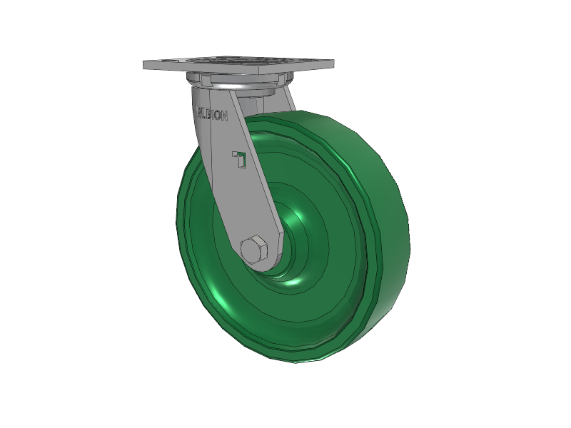 16 Series Top Plate Swivel Caster with 8 x 2 Green Polyurethane XI - X-treme Solid Polyurethane Wheel