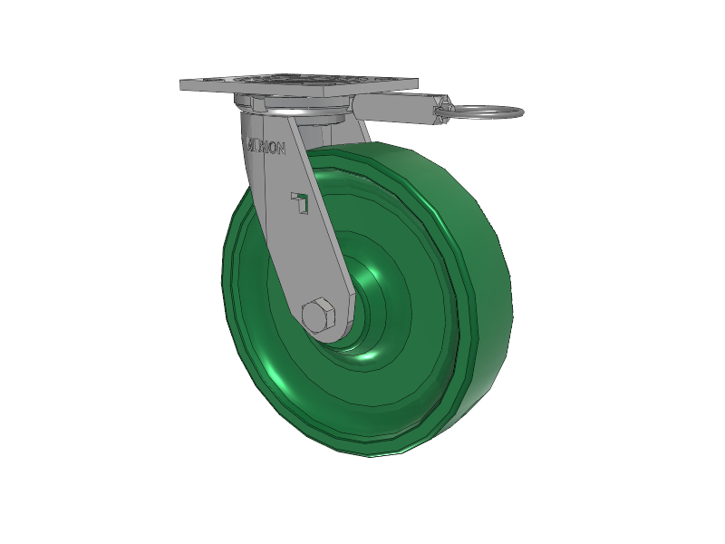 16 Series Top Plate Swivel Caster with 8 x 2 Green Polyurethane XI - X-treme Solid Polyurethane Wheel