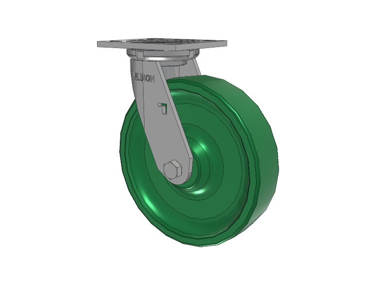 16 Series Top Plate Swivel Caster with 8 x 2 Green Polyurethane XI - X-treme Solid Polyurethane Wheel