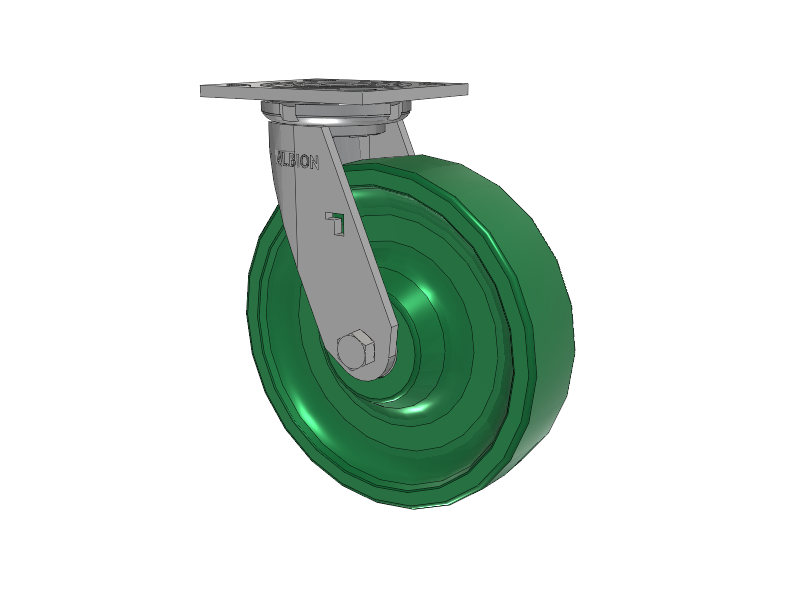 16 Series Top Plate Swivel Caster with 8 x 2 Green Polyurethane XI - X-treme Solid Polyurethane Wheel