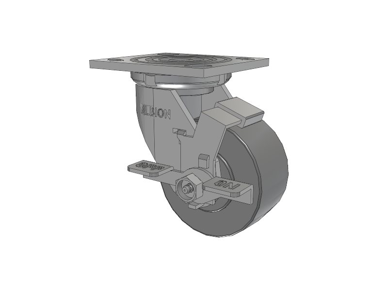 16 Series Top Plate Swivel Caster with 4 x 2 Grey Polyurethane XP - X-treme Plus Solid Polyurethane Wheel and Face Brake
