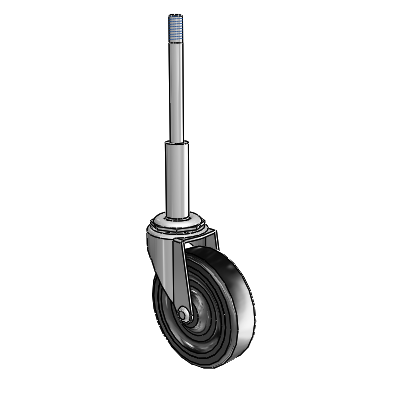 Ladder Threaded Stem Swivel Caster with 3 x .8125 Soft Rubber Wheel
