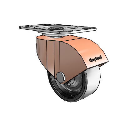 Monarch Top Plate Copper Oxide Swivel Caster with 2 x .8125 Black Polyolefin Wheel