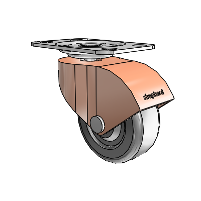 Monarch Top Plate Copper Oxide Swivel Caster with 2 x .8125 Black Hard Rubber Wheel