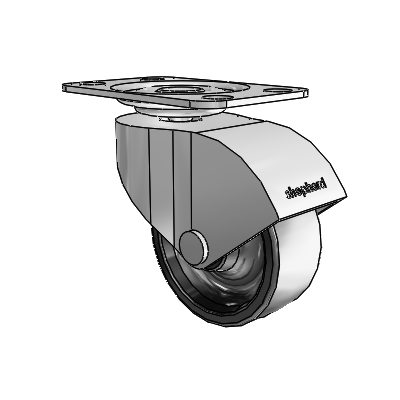Monarch Top Plate Polished Nickel Swivel Caster with 2 x .8125 Black Polyolefin Wheel