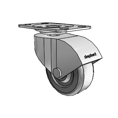 Monarch Top Plate Polished Nickel Swivel Caster with 2 x .8125 Black Hard Rubber Wheel