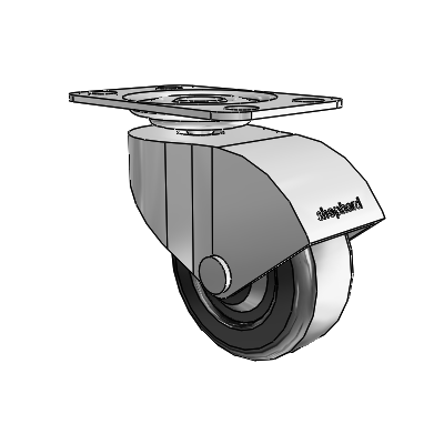 Monarch Top Plate Polished Nickel Swivel Caster with 2 x .8125 Black Soft Rubber Wheel